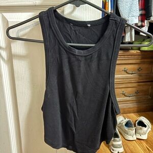 Black Sleeveless Ribbed Tank Top